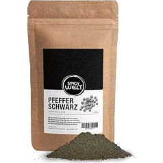 Spicy Welt Black Pepper Ground (250 g) - Finely Ground Pepper Powder in Premium Quality for Soups, Sauces, Meat & Vegetables | Full Flavour | 100% Natural Pure, No Additives