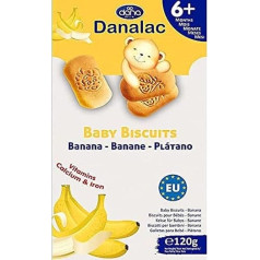 Danalac Baby Biscuits Banana, 120 g Snacks and Food for Toddlers from 6 Months with Calcium, Iron and Vitamins