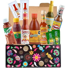 Hot Sauce Set (7 Varieties) - 100% Mexico - Tajín, El Tapatio, Valentina, El Yucateco, Cholula, Lol-Tun, Chilerito and 4 Salsa Bags