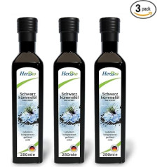 HerbBio Black Cumin Oil Cold Pressed Filtered 3 x 250 ml - Gentle Cold Pressed in Raw Food Quality - 100% Natural Black Seed Oil - Daily Mill Fresh Direct from HerbBio - Made in Germany
