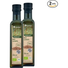 manako Organic Linseed Oil Human, Cold Pressed and 100% Pure, 2 x 250 ml Glass Bottles