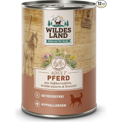 Wildes Land Wet Food for Dogs with Wild Herbs and Thistle Oil, Gluten Free, Extra Meat, Best Acceptance and Compatibility