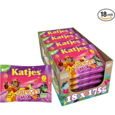 Katjes Sheroes Storage Pack - Storage Box with Fruit Gum, Foam Sugar and Liquorice in Many Shapes and Colours, Vegan, 18 x 175 g