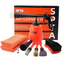 High-Pressure Car Interior Cleaning Gun with Polished Nickel-Coated Metal Handle & Air Flow Control Valve, for Cleaning Car Dashboards & Leather Seats + 2 Detail Brushes