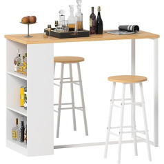 sogesfurniture BHEU-GCBG1022 Bar Table, Side Table, Dining Table, Kitchen Counter, Bistro Table with 3 Shelves, Storage Space, Metal Frame, 2 Stools, 120 x 55 x 100 cm