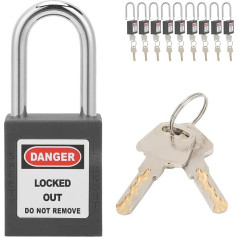 Lockout Tagout Locks 10 Sets Safety Padlocks Steel Beam Insulated Corrosion Protection Lock for Industrial Mechanical Engineering (Black)