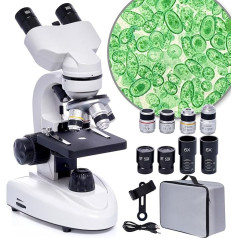 Binocular Microscopes, 200 x 5000 Biological Microscopes with 6x Multiplier, Microscope with Microscope Blade Set, Phone Adapter