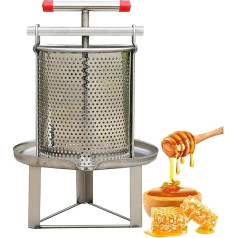 Honey Presser Beeswax Extractor, 10L Stainless Steel Household Manual Honey Presser Press Beekeeping Tool with Triangular Reinforcement Stand, for Wine Honey and Juice Making