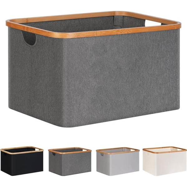 efluky Foldable Laundry Basket, 60 L, Bamboo Fabric, Foldable Storage Basket, Foldable Laundry Basket, Laundry Baskets for Bedroom, Bathroom (Grey)