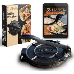 Tortillada - Premium Cast Iron Tortilla Press with Recipes and Instructions (English Language Not Guaranteed), 16cm