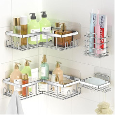 Shower Caddy 4 Pack Corner Shelf Bathroom Storage Bathroom Shelf Self Adhesive Shower Shelf Stainless Steel Bathroom Accessories Bathroom Shelves Organizer No Drilling Shower Storage