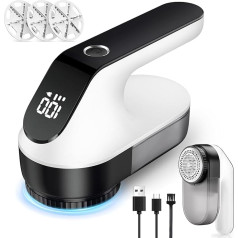 maxtachi Electric Rechargeable Lint Shaver, Lint Remover for Clothes with 3 Speeds, 6-Blade Head Lint Remover for All Fabrics, LED Display, Wool Shaver, Lint Remover