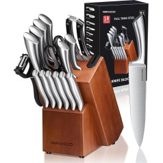 RAXCO Knife Block Set, 18-Piece Stainless Steel Kitchen Knife Set, Steak Knife Set, Professional Kitchen Knife Sets with Block and Sharpener