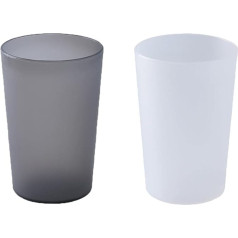 RabyLeo Bathroom 2 Piece Toothbrush Tumbler for Home Portable Small Stackable Simple Toothbrush Cup 300ml Large Capacity (Translucent Black & White)