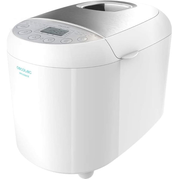 Cecotec Bread&Co 1000 Delicious Bread Maker 550 W, 19 Programmes, 1 kg, 15 Programmable Hours, Dishwasher Safe Bowl, Recipe Book, White
