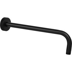 Katezon Shower Arm with Flange, Made of 304 Stainless Steel, 38 cm Long Shower Head Extension Pipe Arm, Wall-Mounted for Fixed Bathroom Shower Head (Matte Black)