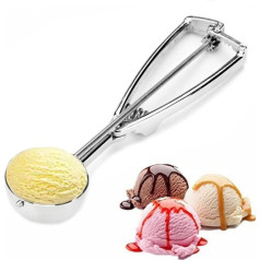 Amison Ice Cream Scoop Ice Cream Spoon Ice Scoop Scraper Ice Tongs Ice Scraper 5 cm Stainless Steel Ice Cream Maker for Impeccable Round Ice Cream Ball (Ice Cream Scoop)
