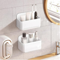 Diesisa Pack of 2 Shower Shelves, No Drilling, Shower Shelf, Wall Mounting, Shampoo Holder for Shower, Shower Basket, Self-Adhesive, Acrylic Shelf, Bathroom, No Drilling Required, for Kitchen, Living