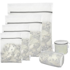 6 High Quality Honeycomb Laundry Bags for Delicates with Zipper, Travel Storage, Organization Bags, Clothes, Wash Bags for Underwear, Lingerie, Bra, Blouse, 1XL, White)