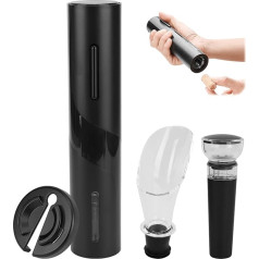 Wine Bottle Opener Set, 4-in-1 Wine Opener Set with Foil Cutter, Vacuum Wine Stopper and Wine Pourer, Battery Operated Automatic Bottle Opener, 24.2 x 9.2 x 5.5 cm