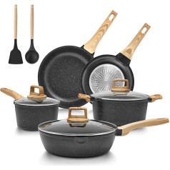 BLAZANT Induction Pots Set, 10 Pieces, Granite Pan Set with Lid, Non-Stick Pot Set and Pan Set, Cooking Pot Set, Cookware Set for All Types of Cookers, PFAS-Free, Easy to Clean