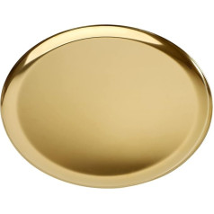 Round Metal Serving Tray, 28 cm/11 Inch Decorative Tray Organiser for Jewellery, Makeup, Tea Set, Vases, Candle Plates, Gold