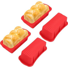 YAYODS 4 Pcs Silicone Bread Baking Mold, Non-Stick 2.9kg Baking Silicone Baking Molds for Bread, Bread, Cake and Baking, 25 x 13.2 x 7 cm, Red