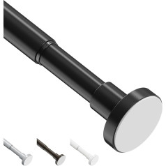 WELDUN Curtain Pole No Drilling 46-190 cm Telescopic Rod Shower Curtain Rail Adjustable Curtain Rod for Windows, Bathroom, Black