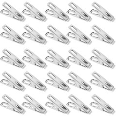 Pack of 100 Stainless Steel Clothes Pegs, Metal Clothespins, Windproof, Mini Clothes Pegs for Washing Line, Multifunctional Clothes Clamps to Prevent Rust for Outdoor, Home, Kitchen, Bathroom, Garden