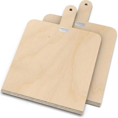AUPROTEC Danny Wooden Pizza Shovel Pizza Board Birch Polished Set of 2 Size M 26 x 26 cm