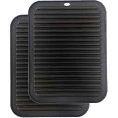 Defresit Untersetzer für Küchenarbeitsplatten, Silikonmatten für Arbeitsplatten, hitzebeständige Matte, Arbeitsplattenschutz, Pfannenschutz, 30,5 x 22,9 cm, Schwarz, 2 Stück