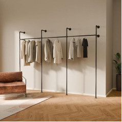 pamo. Clothes Rail Vintage Industrial Design - Bedroom Wardrobe Clothes Rail Made from Water Pipes Urban Black