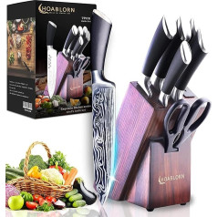 HOABLORN Professional Knife Block Knife Set Professional Kitchen Knife with Wooden Block Chef's Knife Set with Wooden Knife Holder Good for Home Chef Wedding Housewarming Gift