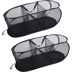 Pop-Up Laundry Basket, Mesh Laundry Basket, Foldable Laundry Basket, Foldable Fabric Basket with Mesh, Portable Mesh Laundry Basket (2 Pieces)