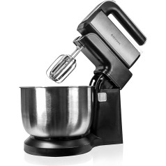 BEHOME Hand Mixer with Mixing Bowl 3 L, 300 W, 5 Speeds Turbo, Whisk and Dough Hook, Hand Stirrer, Black