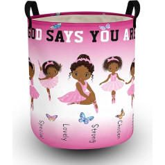 Cow Laundry Basket Foldable Children's Laundry Basket Lightweight Clothes Storage Bucket Waterproof Room Toy Organiser Boys Girls Gift Bin for Decoration (Ballet Girl, 43L)
