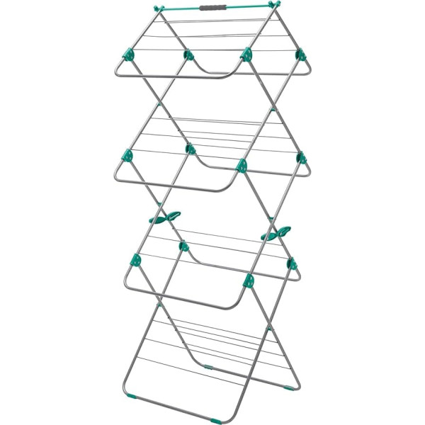 Addis Easi 3-Tier Indoor Airer, 15 M Drying Space - Metallic Aqua (Silver/Aqua)