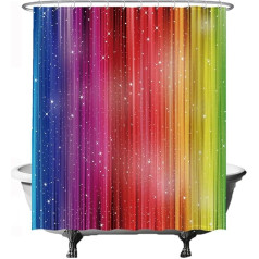 Ulticool Shower Curtain - Rainbow - 180 x 200 cm - Washable - Anti Mould - Waterproof - with 12 Rings