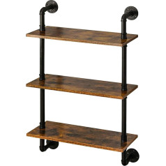 IBUYKE RF-TM003 Wall Shelf, Floating Shelf with 3 Levels, 60 x 21 x 95 cm, Wall Shelf for Books, Vintage Standing Shelf, Ladder Shelf, Decorative Shelves, for Living Room, Kitchen, Bedroom, Bathroom