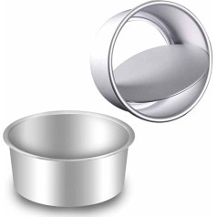 2 Pack 6 Inch Cake Pan Non-Stick Deep Aluminum Baking Pan with Removable Base Stainless Steel Cake Pan Cake Pan for Baking, Bakeware Wedding Birthday Party