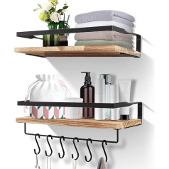 Uten Floating Shelves Wall Shelf Light Brown Solid Shelf Wooden Shelves Set Spirit Level Towel Bar 6 Hooks for Bedroom Living Room Office Kitchen Storage and Organization