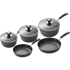 Tower T900110 Precision Non-Stick Forged Aluminium Pan Set with Black Diamond Coating with Soft Grip Handles