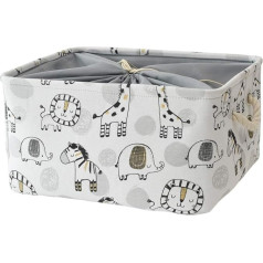 YFNHOME Children's Storage Box, Laundry Basket for Children's Room with Drawstring Cover on the Top, Foldable Basket Storage, Fabric Laundry Basket for Bathroom, Playroom (Large, Giraffe)