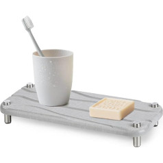 Bathroom Organizer Tray, Quick Soak Water, Soap Dish for Kitchen Sink, Diatomaceous Earth Sink Tray Stone for Soap Water Bottles, Sponge Brush, Candles, Decor Holder (Grey)