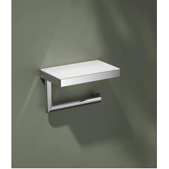 KEUCO Reva Metal Toilet Roll Holder Chrome Shelf Non-Slip Insert Toilet Roll Holder for Bathroom and Guest Toilet