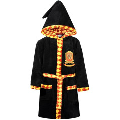 Harry Potter Children's Bedtime Dressing Gown - Children's Dressing Gown - Black Gryffindor Robe - Size 12/13 Years - Official Merchandise, black