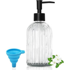 GKSCXEXE 400ml Clear Glass Soap Dispenser with Plastic Pump and Funnel Refillable Hand Wash Pump Dispenser Bathroom Kitchen Soap Dispenser for Liquid Hand Soap Dish Soap Lotions Shampoo