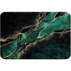 Green Carpet 20 x 32 Inches, Black Gold Marble Vein Bath Mat, Iridescent Ink Liquid Art Marbling Outdoor Carpet Welcome Mat Marble Grain Indoor Doormat, Abstract Marble Bathroom Set