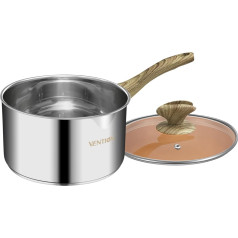 VENTION Saucepan 18 cm Induction Saucepan 2 L Small Stainless Steel with Pouring Spout and Lid