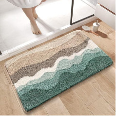 Yanen Bathroom Rugs, Extra Soft, Absorbent Microfibre Shower Mats, Non-Slip, Thick Plush Bath Mat, Bath Mats for Bathroom Floor, Bathtub and Shower (40 x 60 cm, Ivory Beach)